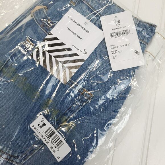 Free People x Sandrine Rose Wide Leg Color Block Retro Jeans in Milky Way - Picture 12 of 16